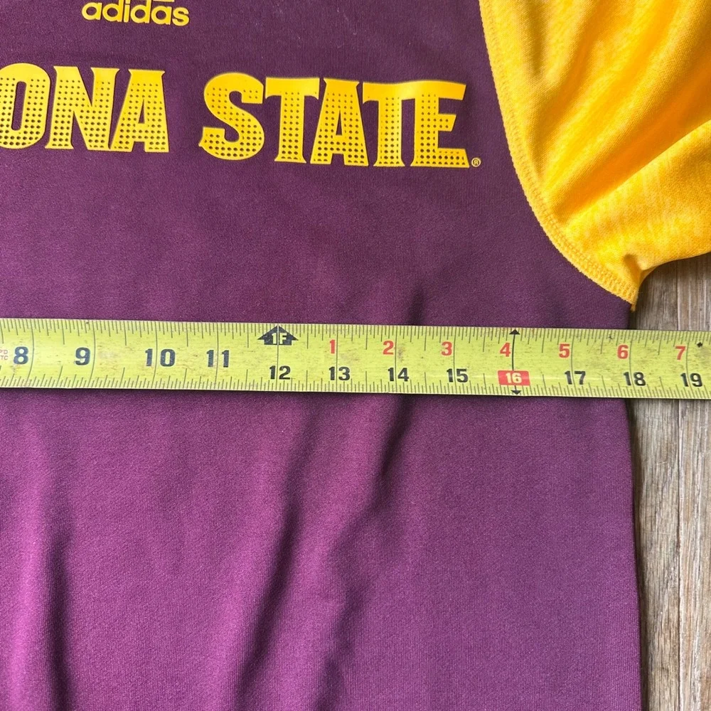 Adidas Arizona State Sun Devils Men XS Long Sleeve ClimaWarm Shirt Maroon Gold